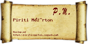 Piriti Márton névjegykártya